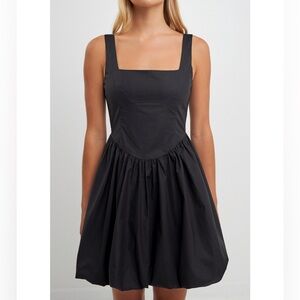 English Factory Women's Poplin Square Neck Bubble Hem Dress Size Small